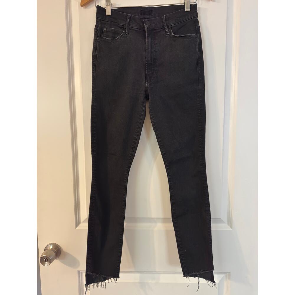 MOTHER Stunner Ankle Step Fray Jeans Black 27